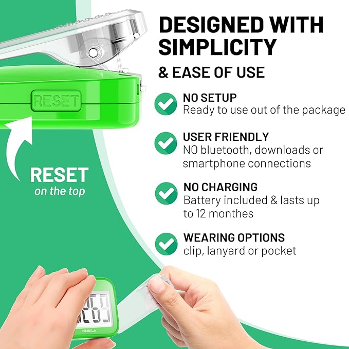 3D Pedometer for Walking, Simple Step Counter with Large Digital Display, Step Tracker with Removable Clip Lanyard, Accurately Track Steps for Men Women Kids Adults Seniors