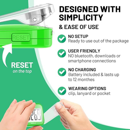3D Pedometer for Walking, Simple Step Counter with Large Digital Display, Step Tracker with Removable Clip Lanyard, Accurately Track Steps for Men Women Kids Adults Seniors