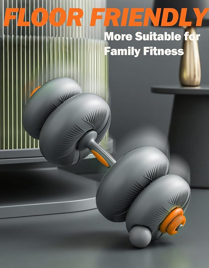 Fitarc Soft Adjustable Dumbbells 44/66/88 lbs Floor Friendly, 4-in-1 Free Weights Set with Barbell & Kettlebell Function – Compact Strength Equipment for Home Gym, Apartment, Small Space Workout for Men & Women