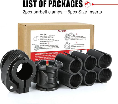 Barbell Clips 1 Inch Quick Release Weight Clamps 0.9-1.18inch Multi-Size Adjustable Olympic Clamps for Bars