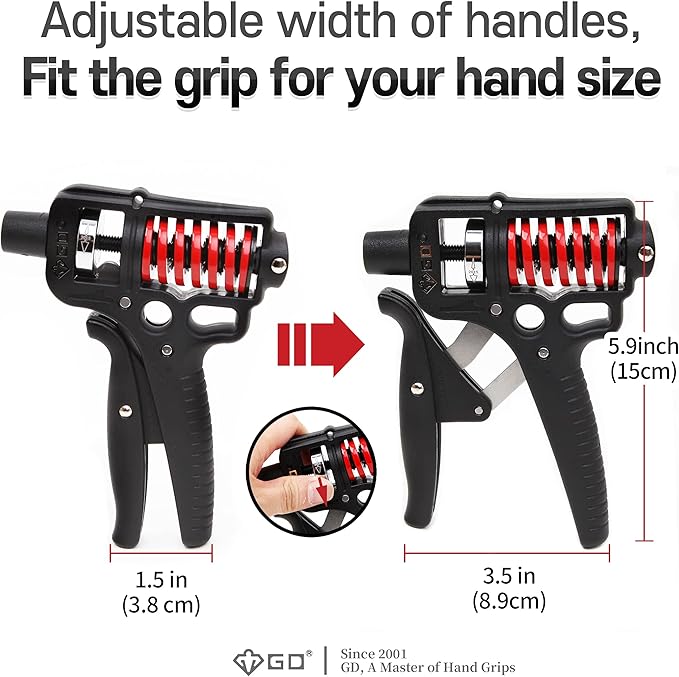 GD Grip Strength Trainer (Premium Adjustable Grip Strengthener for Forearm Training) Wrist and