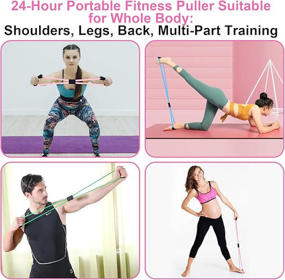 Figure 8 Shaped Resistance Bands -4-Pack Workout Bands with Handles Figure, 8 Exercise Bands for arm Shoulder Stretching, Leg Stretching, Yoga, Pilates, Home Gym Workout Equipment for Women Men