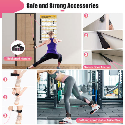 Resistance Bands with Handles for Women, 5 Level Exercise Bands Workout Bands for Physical Therapy