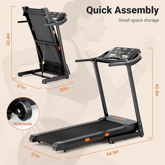 THERUN Incline Treadmill for Running and Walking, 300 lbs Weight Capacity, Wide Belt, 3.0 HP, 18" LED Screen, 2 Layers Shock-Absorbing