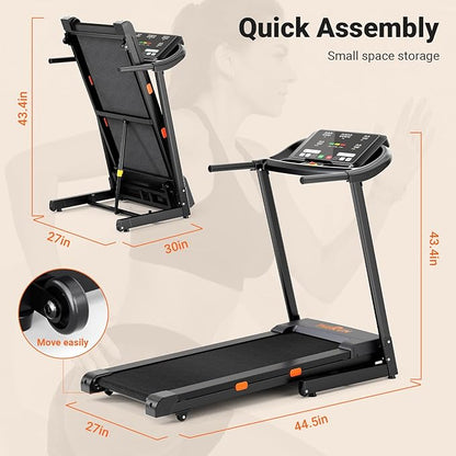 THERUN Incline Treadmill for Running and Walking, 300 lbs Weight Capacity, Wide Belt, 3.0 HP, 18" LED Screen, 2 Layers Shock-Absorbing