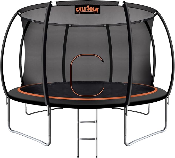 Trampoline for Kids, Heavy Duty Recreational Trampolines Toddler Trampoline with Enclosure Net Ladder Indoor Outdoor Trampoline CPC Approved