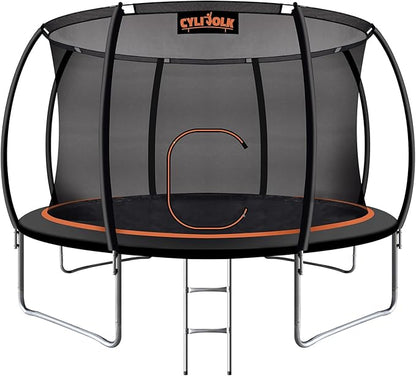Trampoline for Kids, Heavy Duty Recreational Trampolines Toddler Trampoline with Enclosure Net Ladder Indoor Outdoor Trampoline CPC Approved