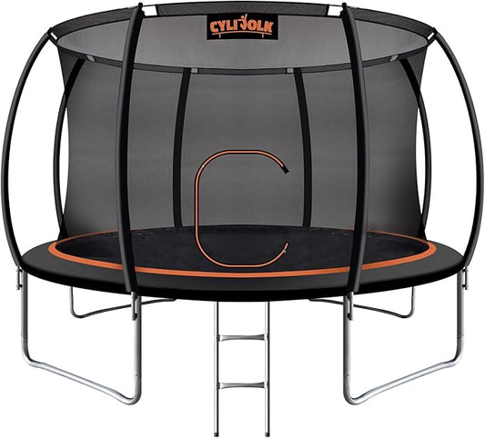 Trampoline for Kids, Heavy Duty Recreational Trampolines Toddler Trampoline with Enclosure Net Ladder Indoor Outdoor Trampoline CPC Approved