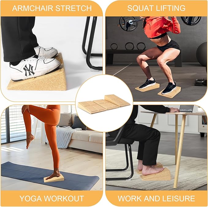 Slant Board Squat Wedge for Calf Stretchingï¼? Pcs 12" x 6.3" Foot Stretcher Balance Board for Plantar Fasciitis, Adjustable Foam Slant Board Wedge Great for Exercises