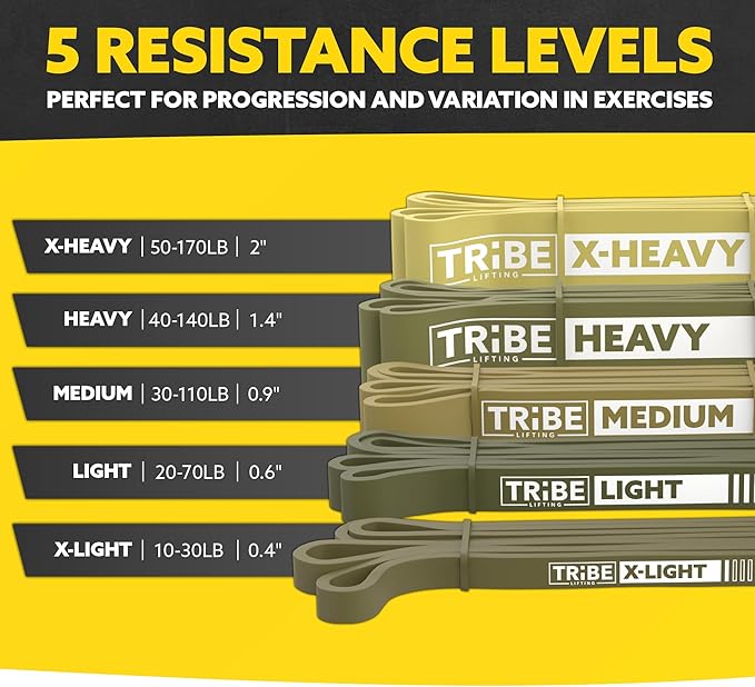 Long Resistance Bands for Working Out Men and Women - Set of 5 Pull-Up Bands, Rubber Handles and Door Anchor - Workout Bands Resistance for Men - Exercise Bands Resistance Bands Set