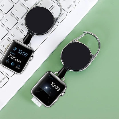 Badge Holder Retractable Clip Compatible with Apple Watch Band Series 10, Ultra 2, SE, 8 7 6 5 4 3 2 1 38mm 40mm 41mm 42mm 44mm 45mm 49mm, Stretchable Badge Reel Clip for iwatch Series 9