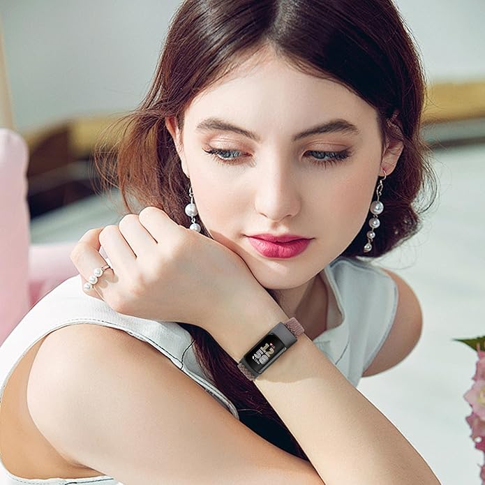 Elastic Braided Bands Compatible with Fitbit Charge 5/Fitbit Charge 6 for Women Men, Breathable Adjustable Stretchy Nylon Loop Sport Replacement Wristbands for Fitbit Charge 6 Charge 5 Straps