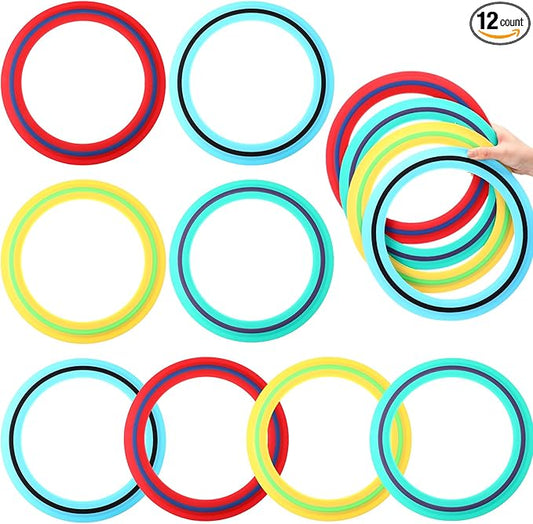 12 Pack Flying Ring 11 Inch Flying Disc Bulk for Backyard Beach Outdoor Soft Sport Discs for Beach Pool Backyard Camping Activities Sport Playing Toss Game Gift