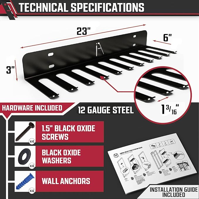 IRON AMERICAN (BEAST + OMEGA) Gym Storage Racks 9 & 11 Hook (2-RACKS) Heavy-Duty Gym Wall Organizer Gym Caddy Hanger - Gym Accessory Storage - Resistance Bands, Jump Ropes, Barbells, Lifting Belts, Cable Attachments