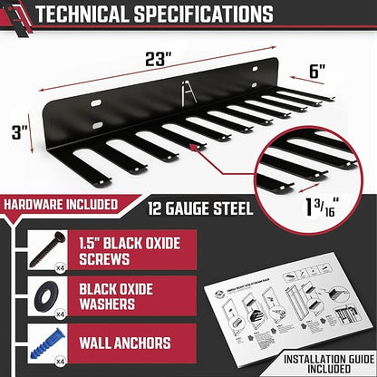 IRON AMERICAN (BEAST + OMEGA) Gym Storage Racks 9 & 11 Hook (2-RACKS) Heavy-Duty Gym Wall Organizer Gym Caddy Hanger - Gym Accessory Storage - Resistance Bands, Jump Ropes, Barbells, Lifting Belts, Cable Attachments