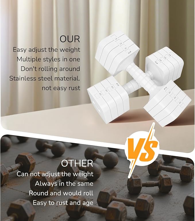 Adjustable Dumbbell Set for Women Men 16LB 20LB Hand Weights Dumbbells Sets Woman Exercise Fitness dumbbell Adjust dumbbells set of 2 for Home Gym Workout Strength Training Equipments