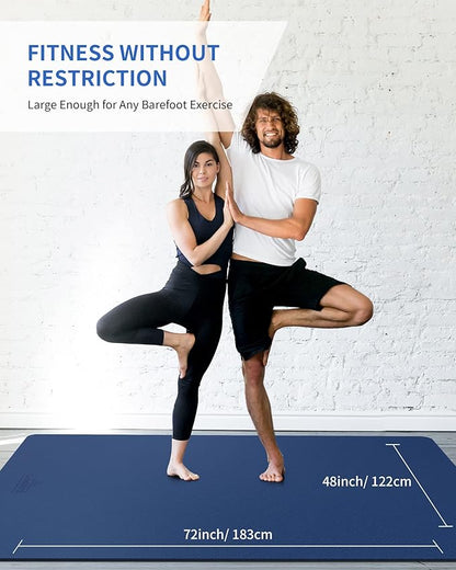 CAMBIVO Large Yoga Mat (6'x 4'), Extra Wide Workout Mat for Men and Women, Yoga Mat Thick 1/3 &1/4 Exercise Mats for Home Workout, Yoga, Pilates (Black,1/4 inch)