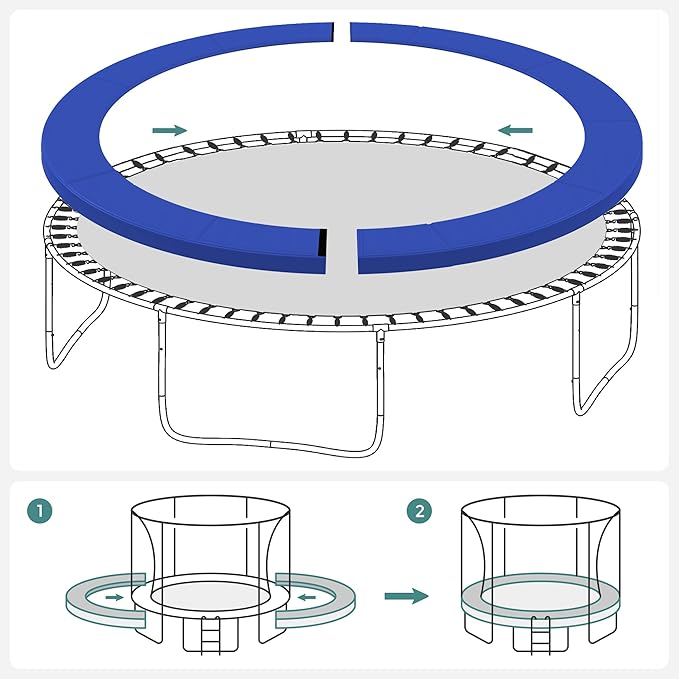 SONGMICS Trampoline Pad, 8ft 10ft 12ft 14ft 15ft Replacement Trampoline Safety Pad, Spring Cover