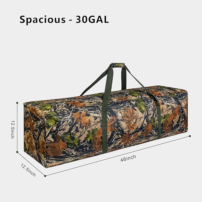 TOPDesign 46 Inch Extra Large Zippered Duffel Bag for Travel Camping Sports Equipment Storage, Waterproof Foldable Luggage Bag with Padded Handles