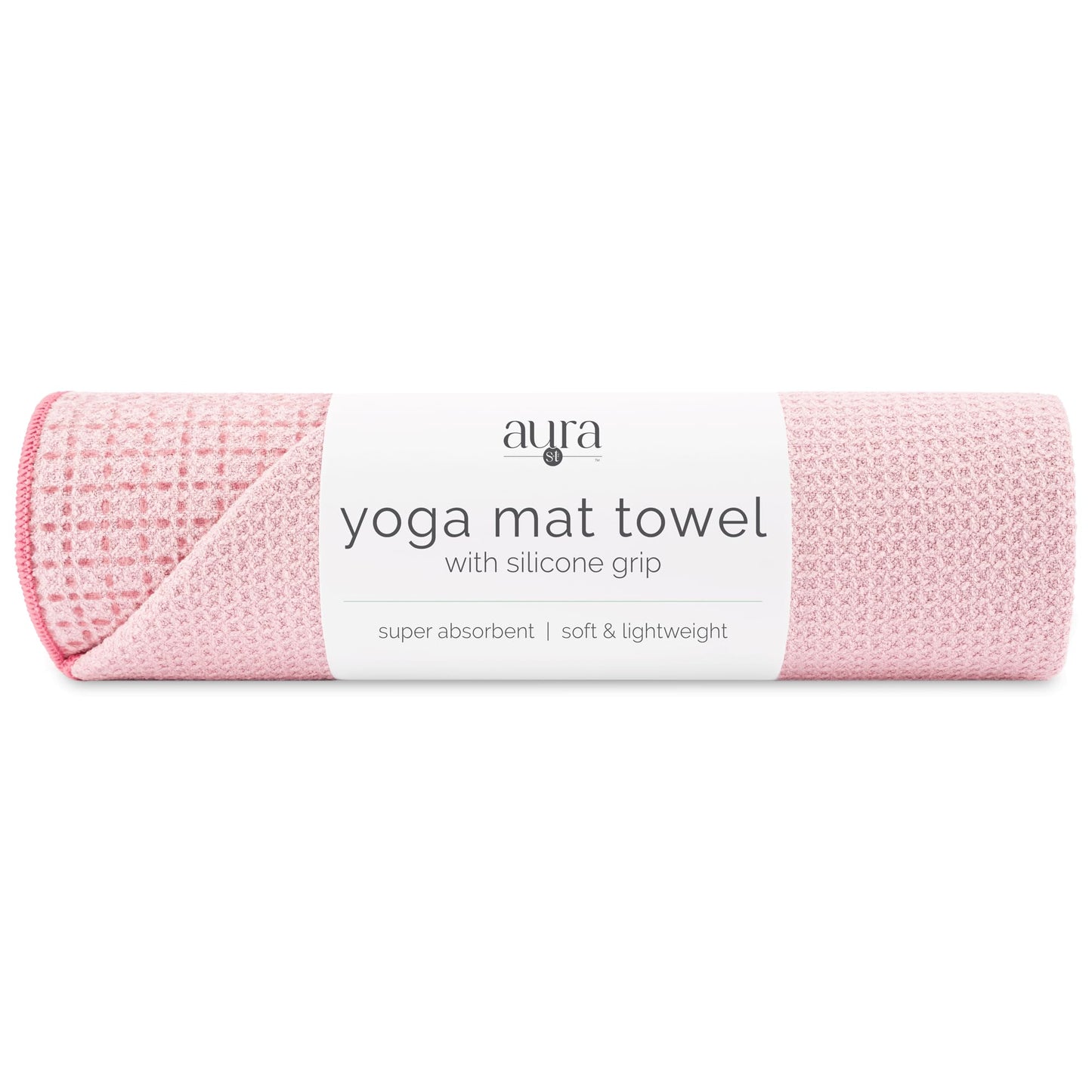S&T INC. Aura Microfiber Yoga Mat Towel with Grip, 24" x 72", Pink
