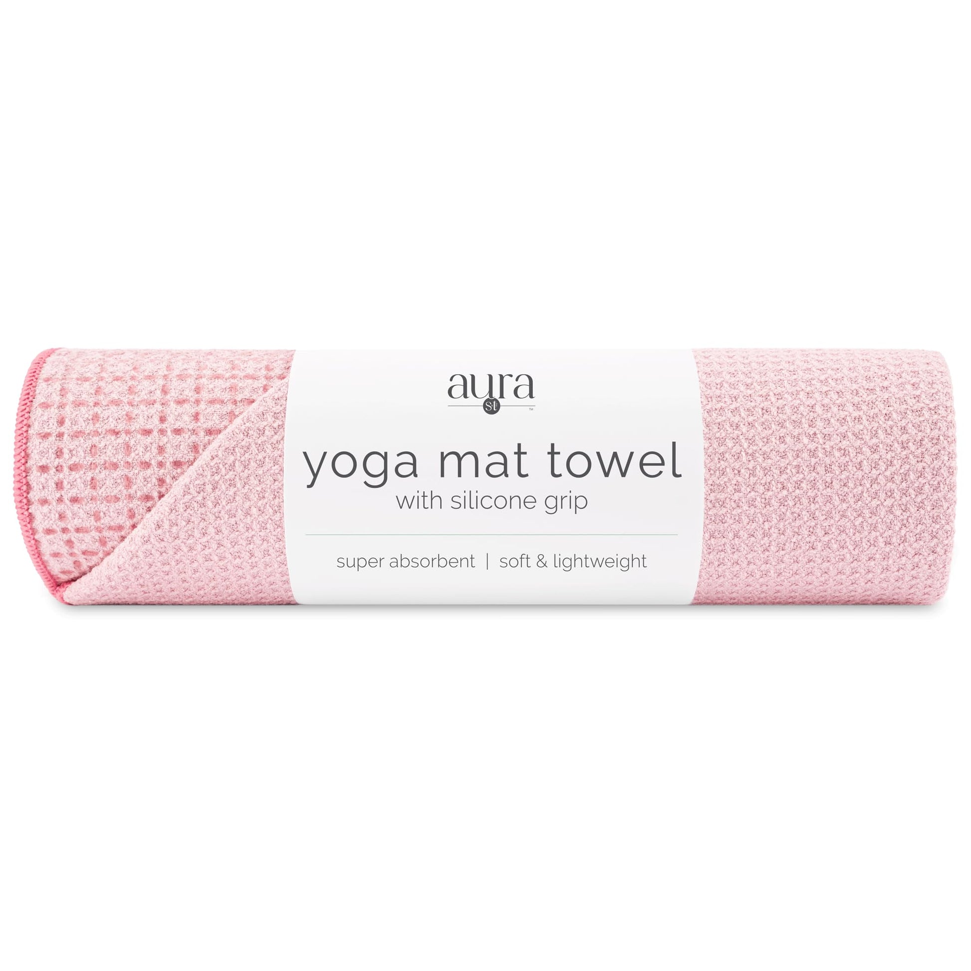 S&T INC. Aura Microfiber Yoga Mat Towel with Grip, 24" x 72", Pink