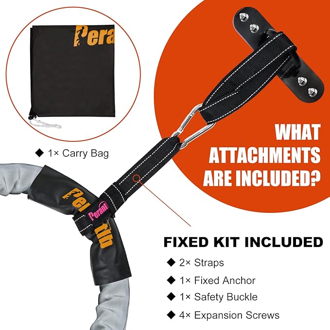 Perantlb Poly Battle Rope with Cloth Sleeve -1.25/1.5/2 Inch Diameter 30' 40' 50' Lengths -Gym Muscle Toning Metabolic Workout Fitness, Battle Ropes for Home Gym