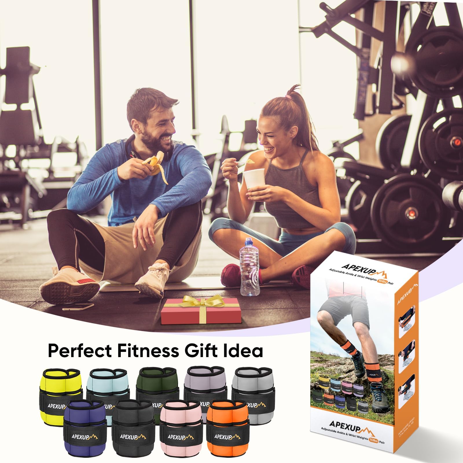 APEXUP 10lbs/Pair Adjustable Ankle Weights for Women and Men, Modularized Leg Weight Straps for