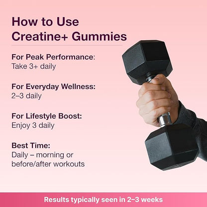 Creatine Gummies for Men & Women - Creatine Monohydrate, L-Theanine, L-Tyrosine & B12 for Muscle Growth, Strength, and Focus, Watermelon Burst, 2 Pack