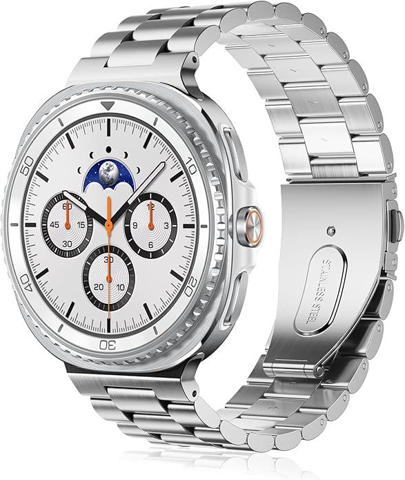 Compatible with Samsung Galaxy Watch 8 Band 40mm 44mm Galaxy Watch 8 Classic 46mm 2025, No Gap Business Stainless Steel Metal Band Strap for Galaxy Watch 8 Men Women, Black