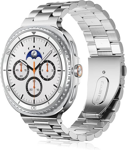 Compatible with Samsung Galaxy Watch 8 Band 40mm 44mm Galaxy Watch 8 Classic 46mm 2025, No Gap Business Stainless Steel Metal Band Strap for Galaxy Watch 8 Men Women, Black