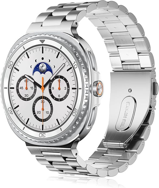 Compatible with Samsung Galaxy Watch 8 Band 40mm 44mm Galaxy Watch 8 Classic 46mm 2025, No Gap Business Stainless Steel Metal Band Strap for Galaxy Watch 8 Men Women, Black