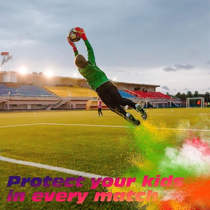 Sportout Kids Goalkeeper Gloves, Soccer Gloves with Double Wrist Protection and Non-Slip Wear Resistant Latex Material to Give Protection to Prevent Injuries