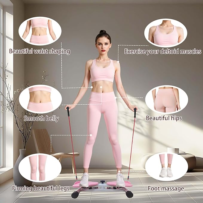 Waist Twister, Ab Muscle Training Machine with 264 lbs, Noise-Free Home Fitness Equipment With Replaceable Resistance Bands, Suitable For Men And Women