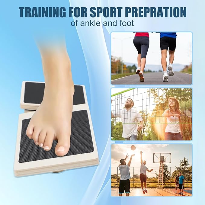 Ankle Balance Board Single Leg Wood Anti Slip Foot Strengthener Trainer for Sprained Ankle Plantar Fasciitis Posture Correcting