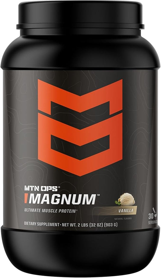 MTN OPS Magnum Vanilla Protein Powder, 23g of Whey Isolate Protein & Milk Protein with BCAAs, Zero