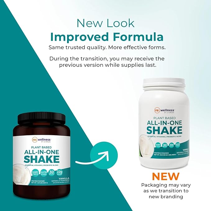 Reignite Wellness by JJ Virgin | Vanilla Plant-Based All-in-One Shake | New & Improved Formula Plant Protein Powder, Vitamins, Minerals, Greens & Aminos | 20g of Plant Protein | 30 Servings