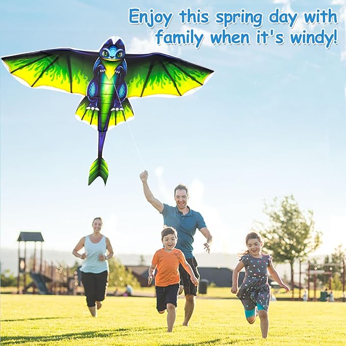 2 Pack Patriotic Eagle & Dragon Kite for Kids and Adults, Easy to Fly Huge Kites for Kids Ages 4-8 8-12 with 328FT String for Beach Trip Park Birthday Gift Family Outdoor Games and Activities