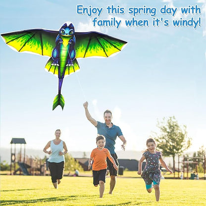 2 Pack Patriotic Eagle & Dragon Kite for Kids and Adults, Easy to Fly Huge Kites for Kids Ages 4-8 8-12 with 328FT String for Beach Trip Park Birthday Gift Family Outdoor Games and Activities