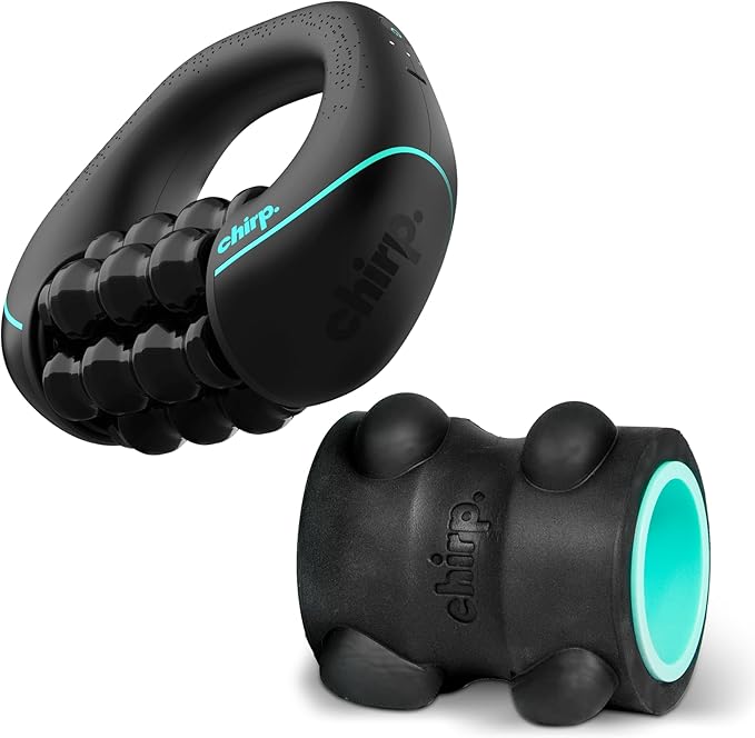 Chirp RPM Mini + XR 4" Wheel Bundle - Rolling Percussive Massager and Foam Roller Wheel, Supports Deep Tissue Massage and Neck Pain Relief