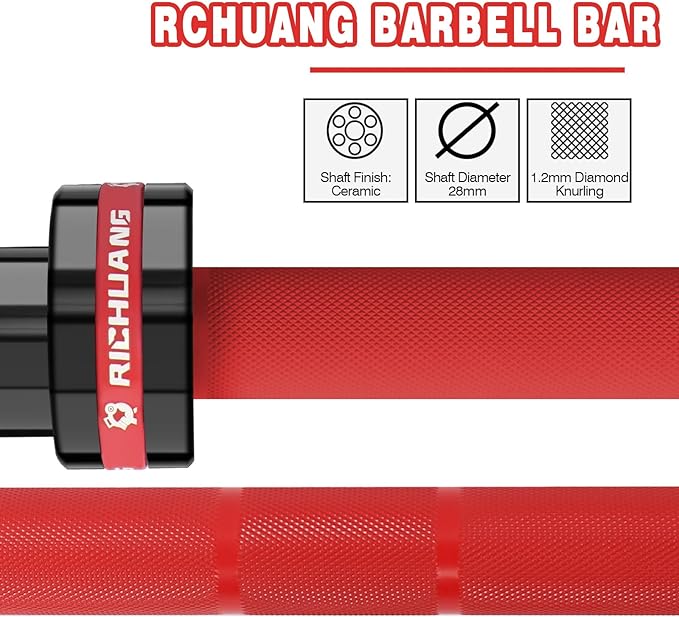 7ft Olympic Barbell, Weightlifting Barbell 28mm 45lb - 500/700/1000lbs Capacity with Smooth Spinning Sleeves, Olympic Bar Fits 2" Olympic Plates, for Snatch Clean Jerk - Home Gym Training