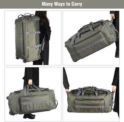 REDCAMP 85L/120L/140L Foldable Duffle Bag with Wheels, Large Travel Duffel Bag
