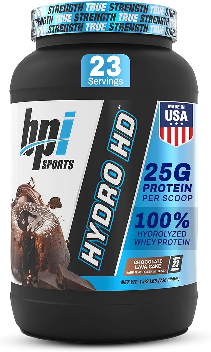 BPI Sports Hydro HD - 100% Hydrolyzed Whey Protein Powder - Muscle Growth, Recovery, 25g of Hydrolyzed Protein, Low Carb, Low Sugar, Fast Absorbing (23 Servings, Chocolate Lava Cake)