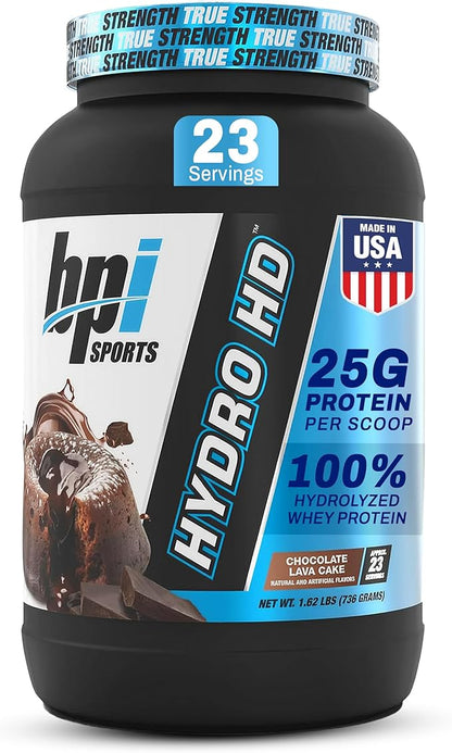 BPI Sports Hydro HD - 100% Hydrolyzed Whey Protein Powder - Muscle Growth, Recovery, 25g of Hydrolyzed Protein, Low Carb, Low Sugar, Fast Absorbing (23 Servings, Chocolate Lava Cake)