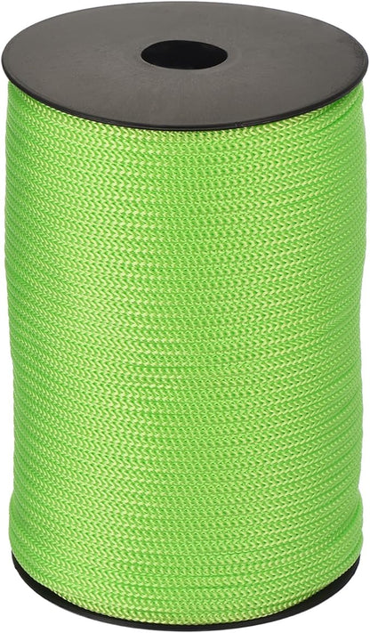 MECCANIXITY 5/32 Inch Polypropylene Rope Braided Ropes, 328ft Camping Rope Hollow Utility Cord for Clothesline, Hiking, Outdoor, Fruit Green