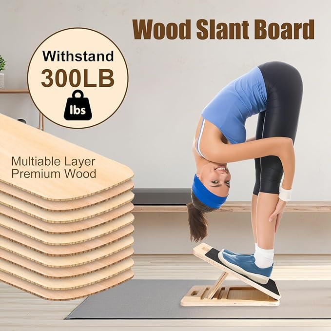 Balance Board for Adults-Anti-Slip Wobble Slant Board for Physical Therapy,Office Balance Beam,Core Strength Trainer-Wooden Rocker Board