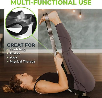 Gradient Fitness Stretching Strap for Physical Therapy, 12 Multi-Loop Stretch Strap 1.5" W x 8' L, Neoprene Handles, Physical Therapy Equipment, Yoga Straps for Stretching, Leg Stretcher.