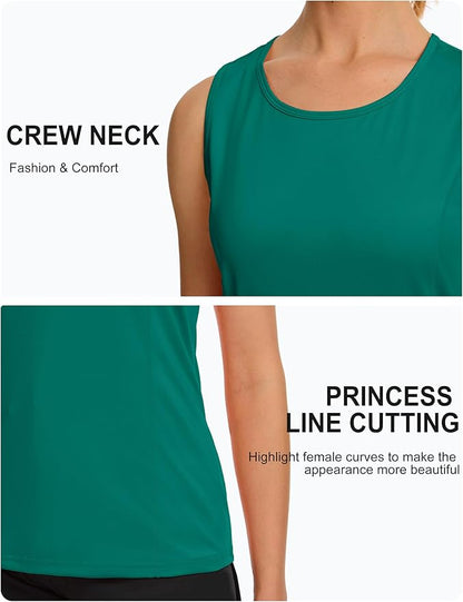 TACVASEN Women's UPF 80+ Workout Tank Top Sleeveless Quick Dry Sun Protection Hiking Athletic Gym Yoga Running Shirts