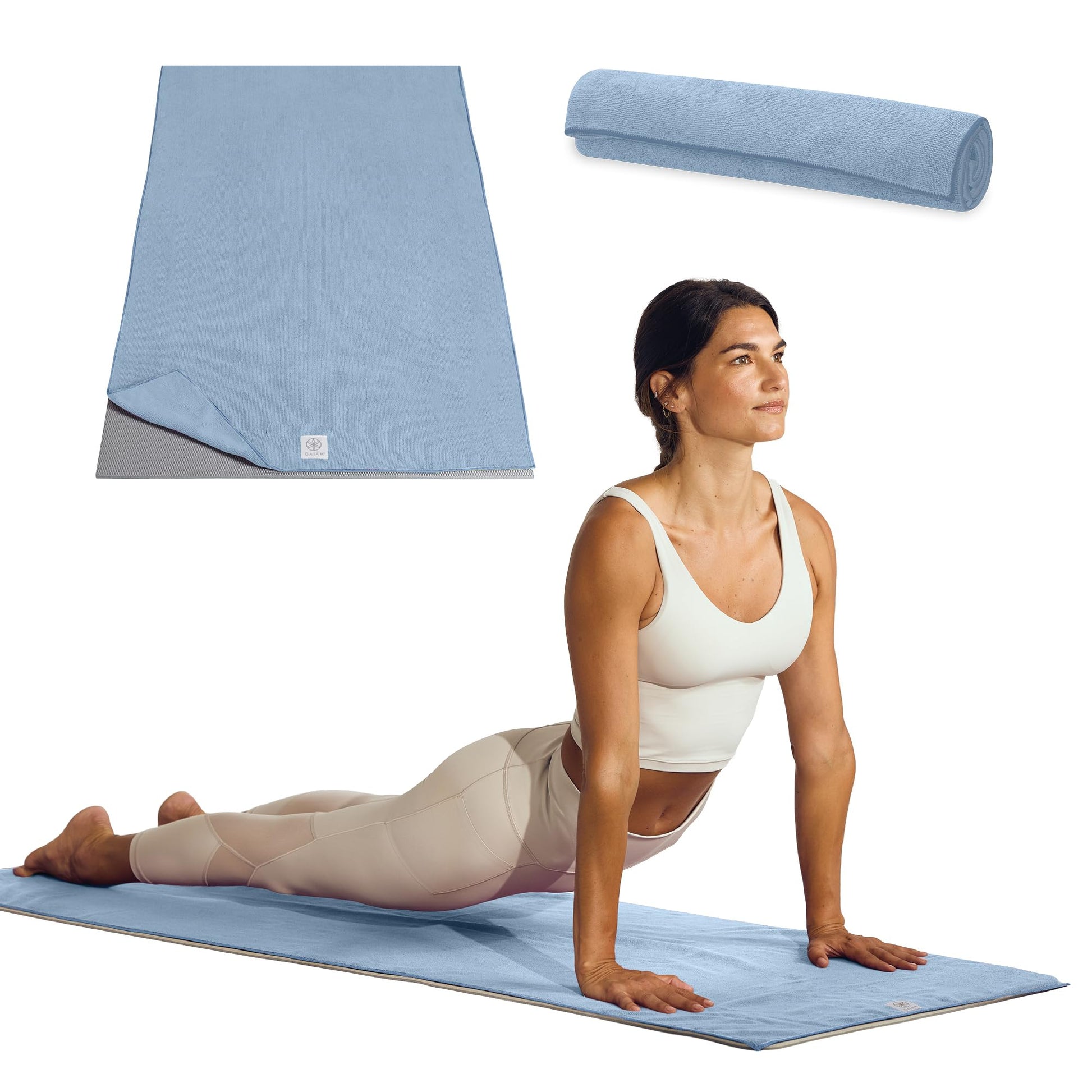 Gaiam Yoga Mat Towel, Non-Slip Microfiber (Black)