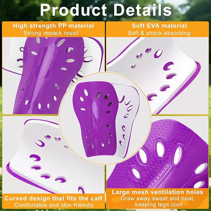 2 Pairs Shin Guards Soccer for Kids,Shin Pads Extra Lightweight Breathable Slide in Shin Guard for Football Training Match Outdoor Activities Protective Slip-in Shin Guards for Boys Girls