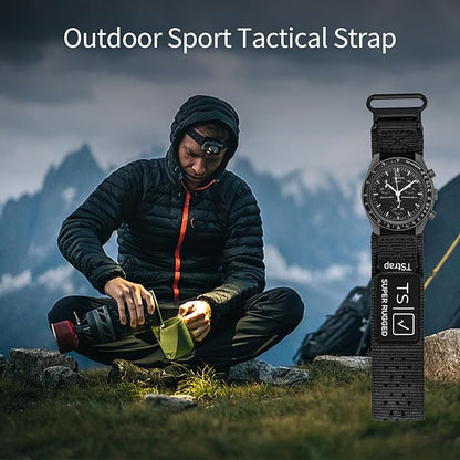 TStrap Nylon Sport Watch Band - Black Quick Release Watch Straps for Men Women - Athletic Military Smart Watch Bracelet Replacement - Correa para Reloj Hombre - 18mm 20mm 22mm